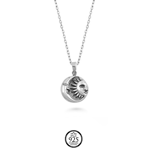 Sterling Silver Mistery Moon and Sun Necklace