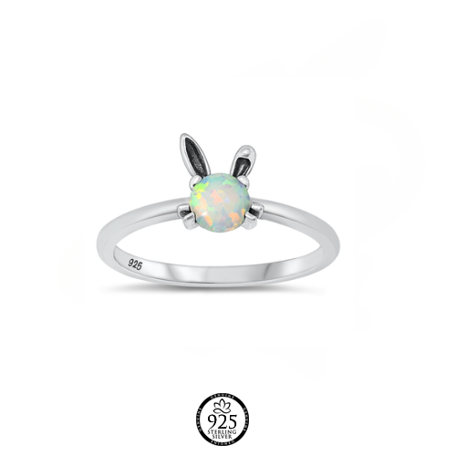 Sterling Silver The White Bunny Rabbit Ring
