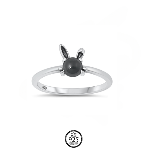 Sterling Silver The Black Bunny Rabbit Ring