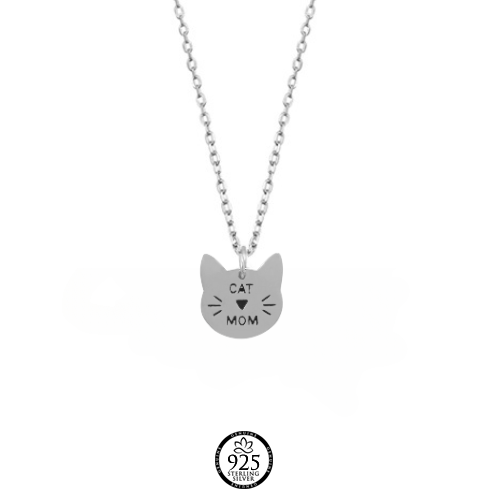 Sterling Silver Cat Mom Necklace