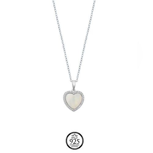 Sterling Silver Perfect Heart with Pearl Necklace