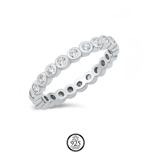 Sterling Silver Soft Round Cut Stackable Ring
