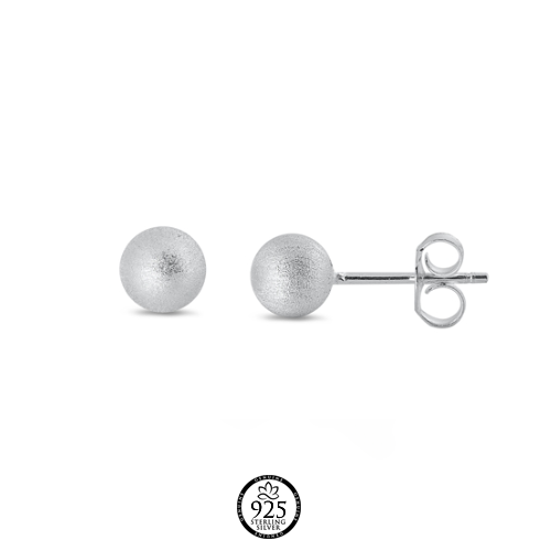 Sterling Silver 8mm Brushed Ball Stud Earrings