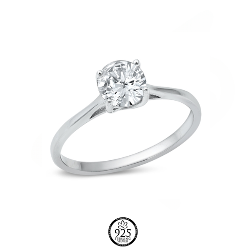 Sterling Silver Delicate Solitaire Engagement Ring