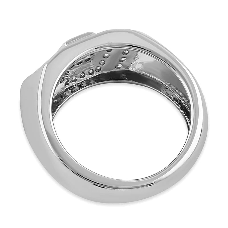 Sterling Silver Windsor Crystal Men Engagement Ring