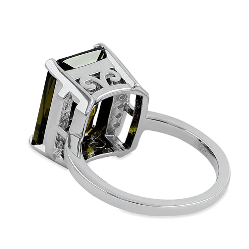 Sterling Silver Peridot Crystals Versalles Ring