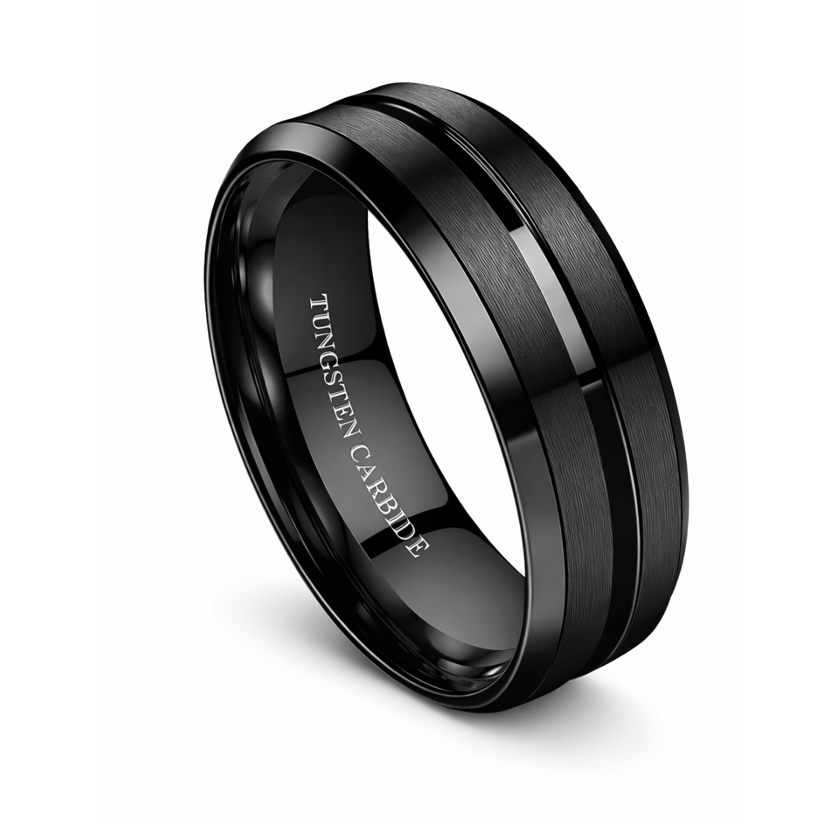TITAN GROOVE BLACK – ANILLO DE TUNGSTENO 8 MM