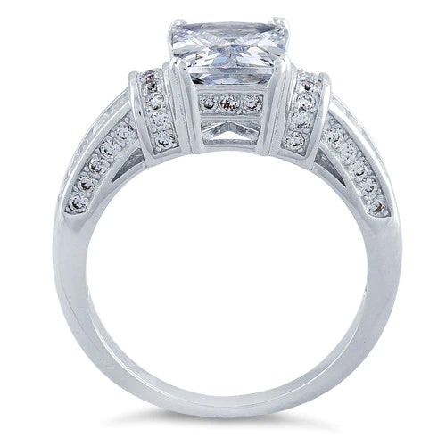 Sterling Silver Lucerna Emerald Cut Engagement Ring