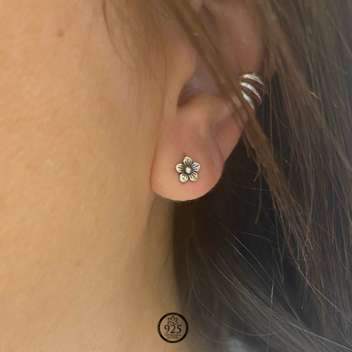 Sterling Silver Mini Flowers Earrings