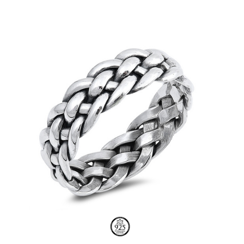 Sterling Silver Bolonia Rope Band Ring