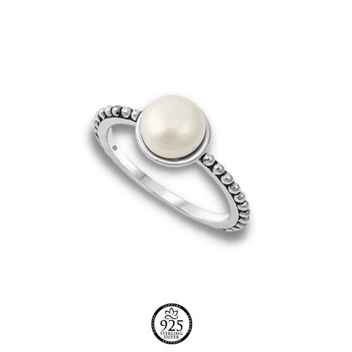 Sterling Silver Bali Pearl Ring