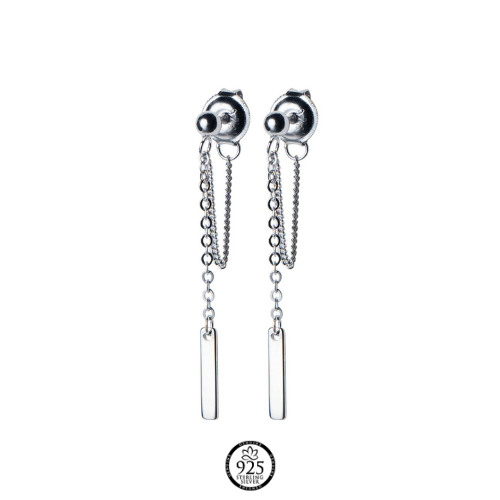 Sterling Silver Verlise Chain Bead Rock Earrings