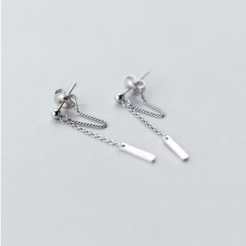 Sterling Silver Verlise Chain Bead Rock Earrings