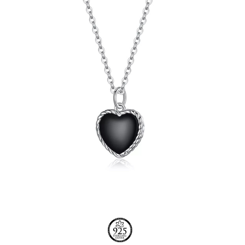 Sterling Silver The Black Heart Necklace