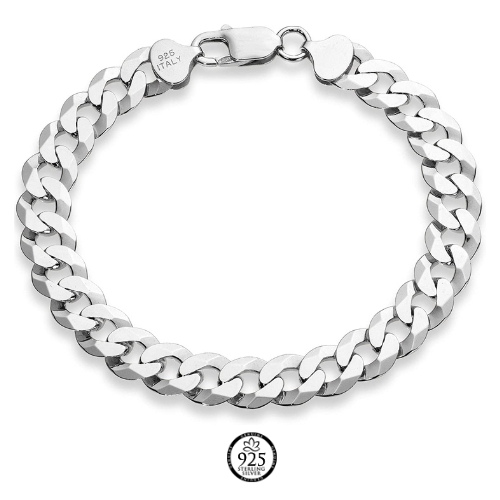 Sterling Silver Caleb Italian Chain Flat Curb Bracelet