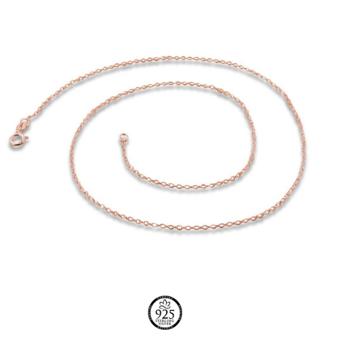 Sterling Silver 14K Rose Gold Plated Cable Chain
