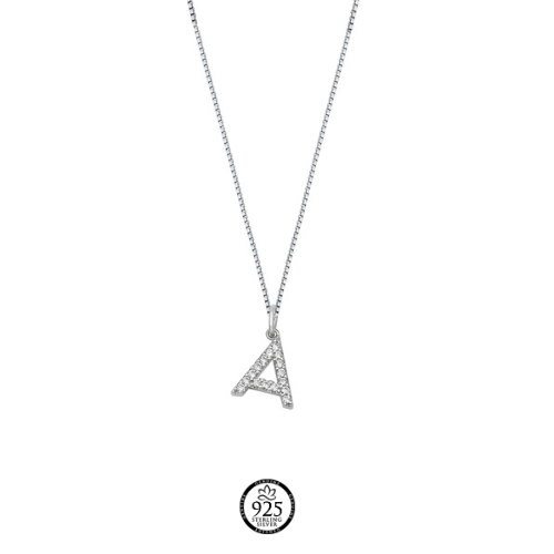 Sterling Silver Initial A Crystals Necklace