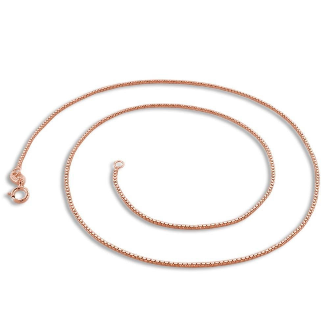 Sterling Silver 14K Rose Gold Plated Box Chain