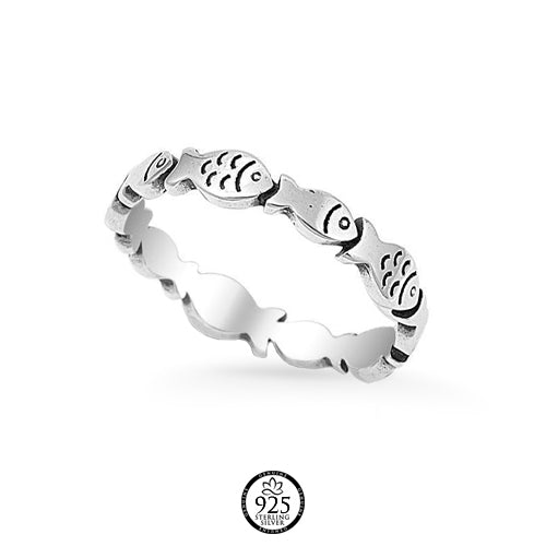 Sterling Silver Fish Band Ring