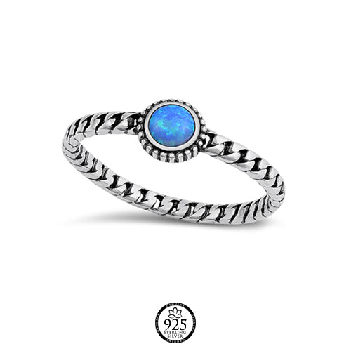 Sterling Silver Blue Opal Stone Ring