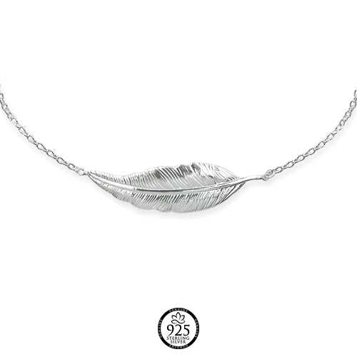 Sterling Silver Sideways Feather  Anklet
