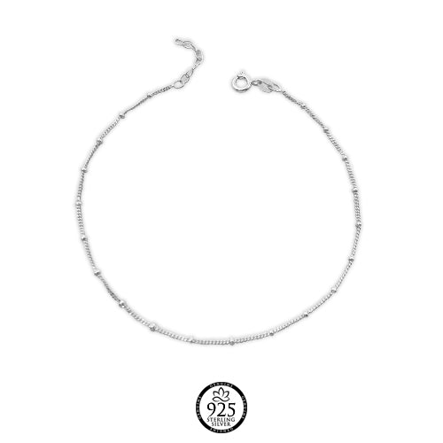 Sterling Silver Satellite Chain 9" Anklet