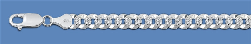 Sterling Silver Jonas Italian Chain - Pave Flat Curb 6.1mm