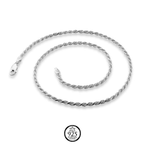 Sterling Silver Italian Rope Chain Necklace