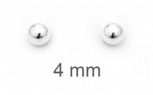 Silver Ball Stud Earrings - 4mm