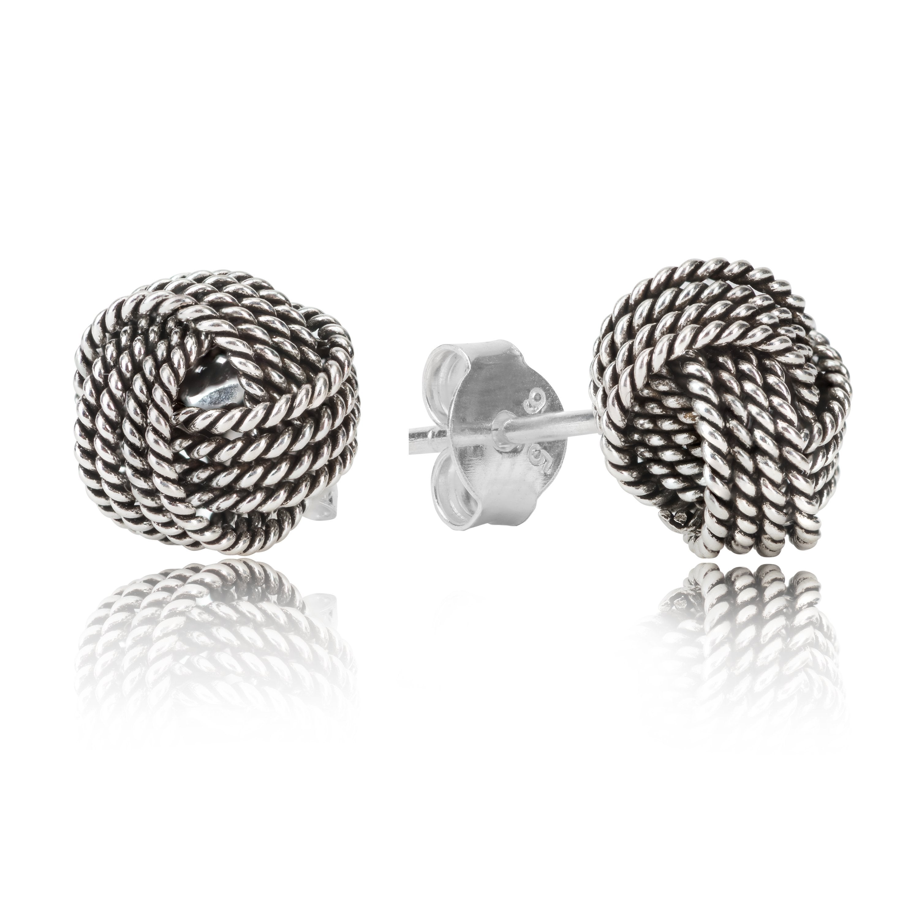 Sterling Silver 8mm Knotts Stud Earrings