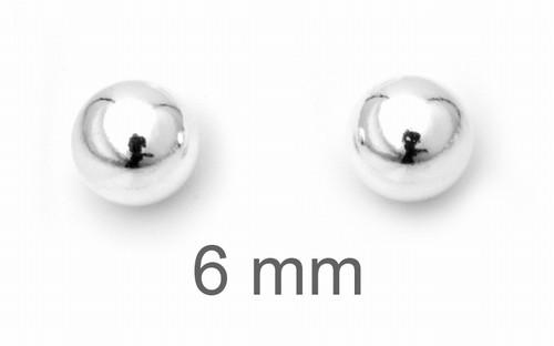 Silver Ball Stud Earrings - 6mm
