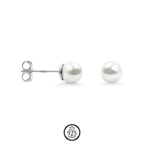 Sterling Silver Synthetic Pearl Earrings