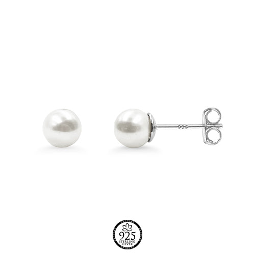 Sterling Silver Synthetic Pearl Earrings