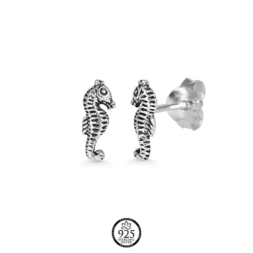 Sterling Silver Tiny Seahorse Earrings