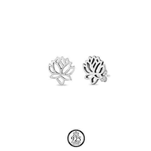 Sterling Silver Blooming Lotus Flower Earrings