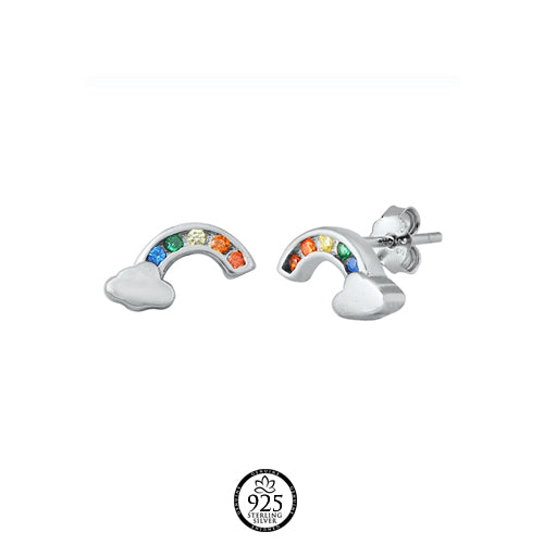 Sterling Silver Colorful Rainbow Earrings