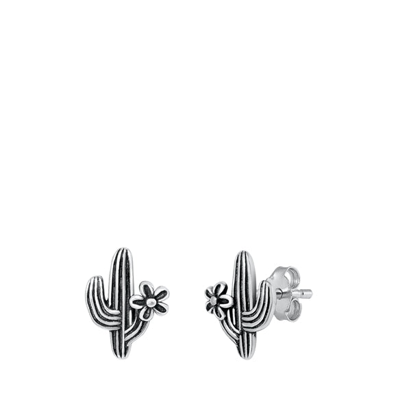 Sterling Silver Hot Summer Cactus Stud Earrings