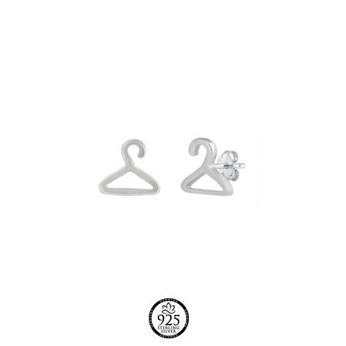 Sterling Silver Clothes Hangers Stud Earrings