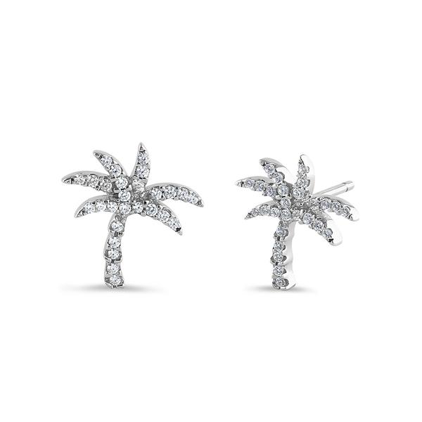 Sterling Silver Tropical Palm Crystal Earrings