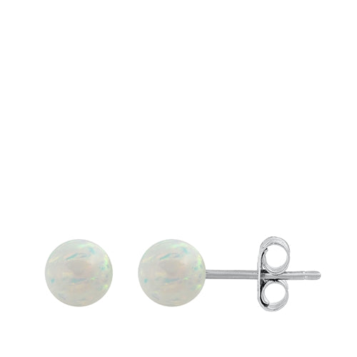 Sterling Silver Mini White Opal Balls Earrings