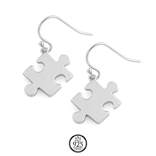 Sterling Silver Autism Puzzle Piece Earrings