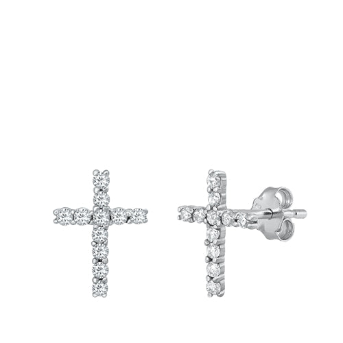 Sterling Silver Abigail Cross Crystals Earrings