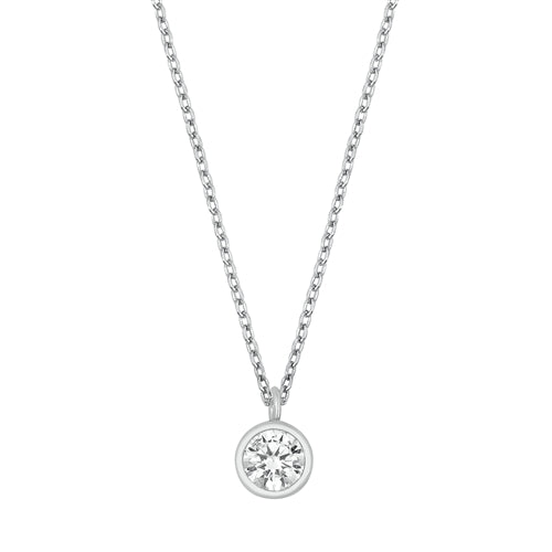 Sterling Silver Round Clear Cz Necklace