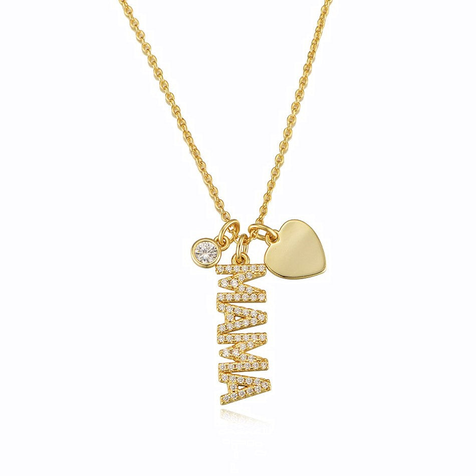 Sterling Silver "Mom Strength and Love" Charms Necklace