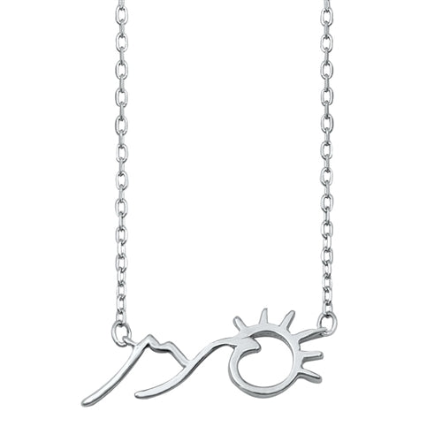 Sterling Silver Wave and Sun Necklace