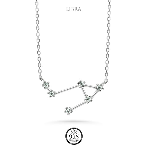 Sterling Silver Libra Constellation Necklace