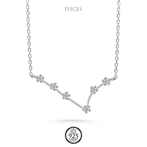 Sterling Silver Pisces Constellation Necklace