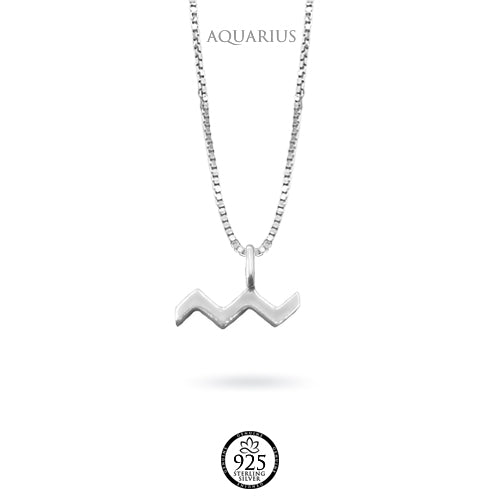Sterling Silver Aquarius Zodiac Sign Necklace