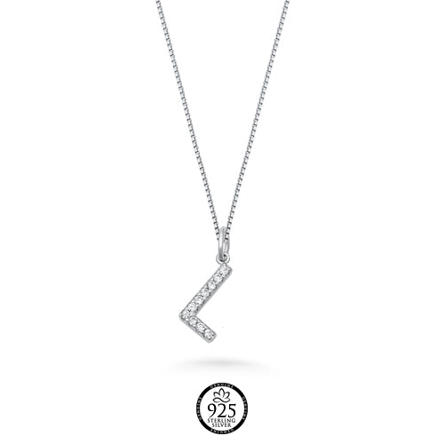 Sterling Silver Initial L Crystals Necklace
