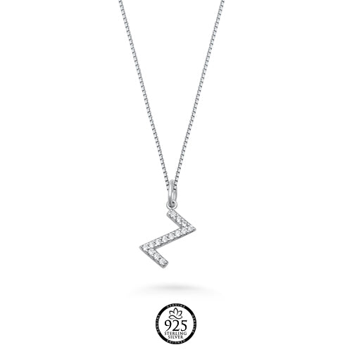 Sterling Silver Initial Z Crystals Necklace
